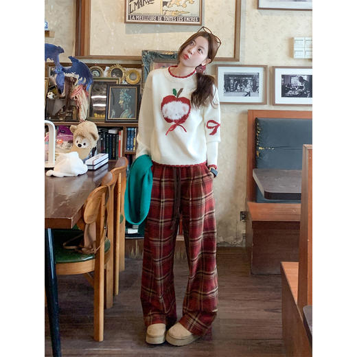 <曾小咸推荐>2.21现货秒杀 ！微信超特价！韩系植绒毛衣 日常179.99 立减90 秒杀89.99！！格子裤 秒杀99.99 商品图2