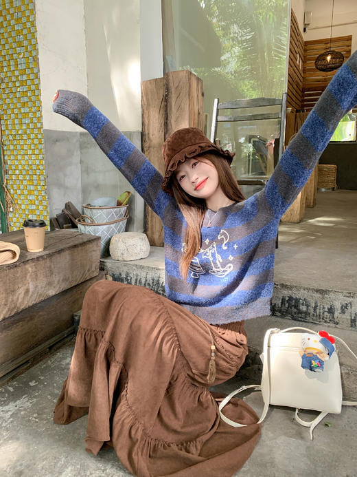 <曾小咸推荐> 2.20 现货秒杀 ！微信超特价！复古条纹印花毛衣 日常199.99 立减110 秒杀89.99！！ 半身裙 秒杀79.99！！ 商品图13