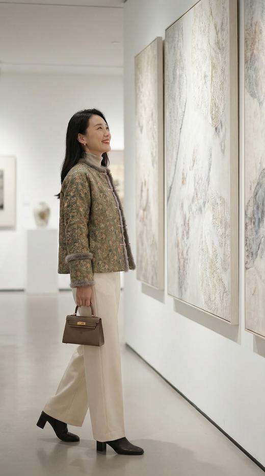 HN 水貂毛夹棉新中式圆领外套 商品图5