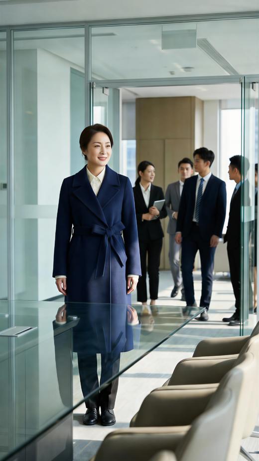 袖口翻折简约双面手工大衣（附腰带） 商品图2