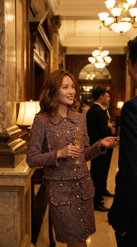 HN 秀场同款翻领虚边小香外套