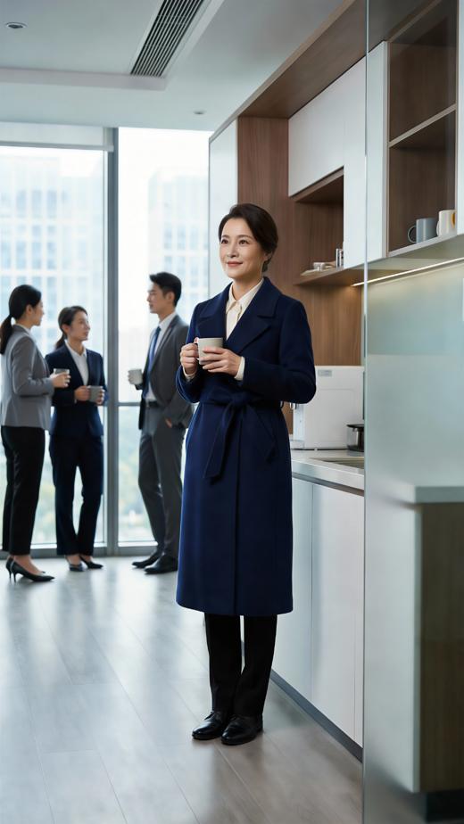 袖口翻折简约双面手工大衣（附腰带） 商品图4