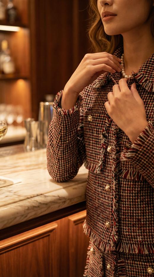 HN 秀场同款翻领虚边小香外套 商品图4