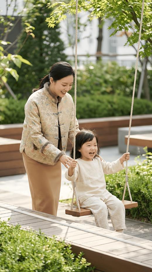 轻国风立领水貂毛拼接夹棉一字扣外套 商品图0