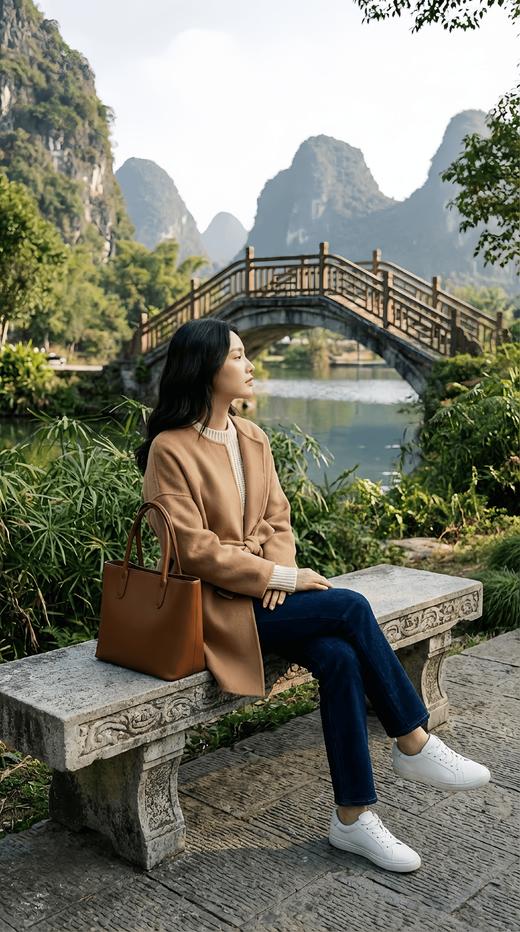 宽袖立裁摆简约双面工艺腰带中长款大衣 商品图3