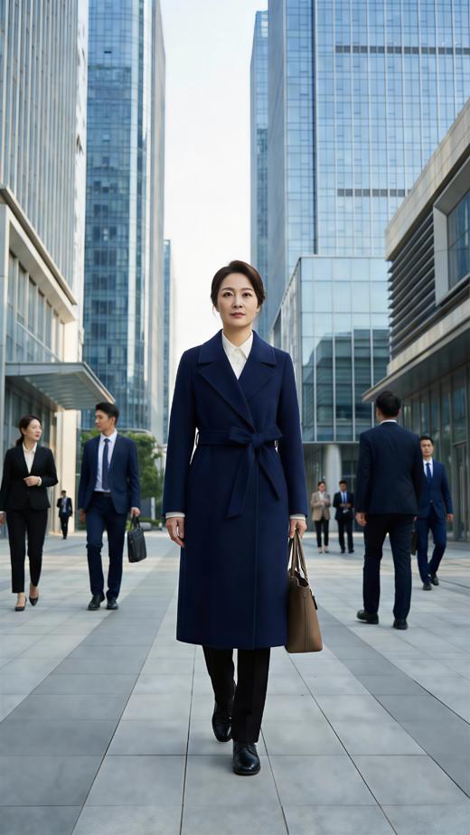 袖口翻折简约双面手工大衣（附腰带） 商品图5