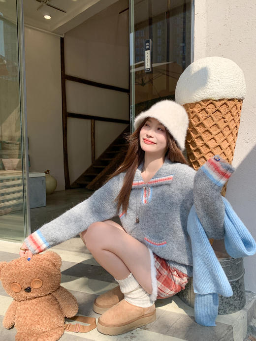 <曾小咸推荐>2.21现货秒杀 ！微信超特价！撞色翻领毛衣 日常219.99 立减130 秒杀89.99！！半裙 秒杀69.99！！ 商品图5