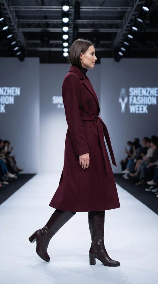 侧开叉翻领两大包双面手工大衣（附腰带） 商品图2