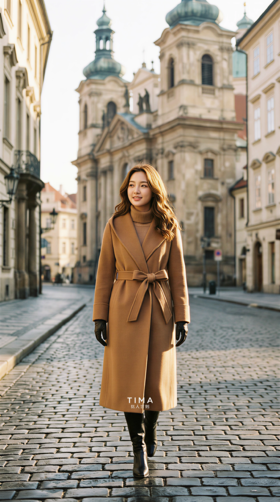 连帽浴袍款设计系带双面手工长款大衣