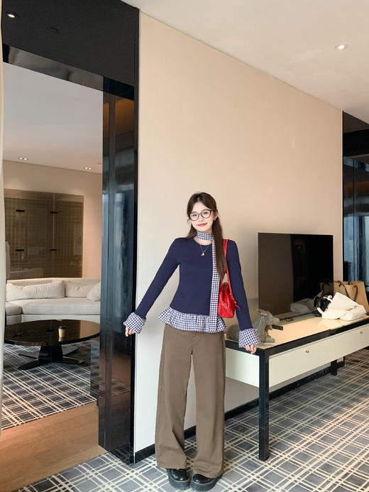 <曾小咸推荐>2.22现货秒杀 ！微信超特价！韩系拼接格子长袖（含丝巾） 日常119.99 立减50 秒杀69.99！！ 商品图5