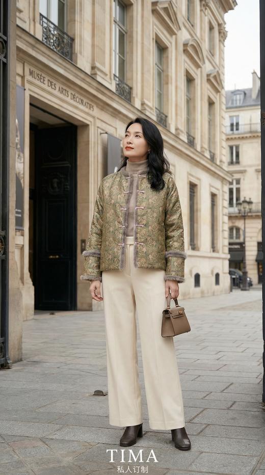 HN 水貂毛夹棉新中式圆领外套 商品图0