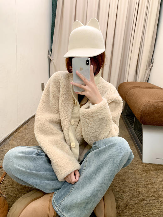 <曾小咸推荐>2.21现货秒杀 ！微信超特价！2色针织立领拼接羊羔毛外套 日常429.99 立减260 秒杀169.99！！ 商品图6