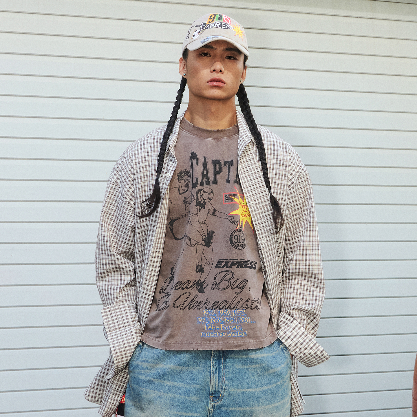 GOODBAI 916 EXPRESS 休闲刺绣格纹宽松廓形长袖衬衫男女同款