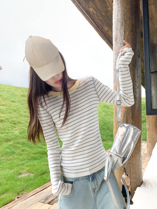 <曾小咸推荐>2.27现货秒杀 ！微信超特价！韩系撞色条纹衫 日常159.99 立减90 秒杀69.99！！ 商品图9