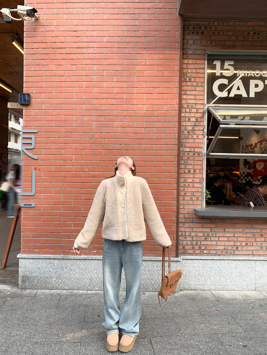 <曾小咸推荐>2.21现货秒杀 ！微信超特价！2色针织立领拼接羊羔毛外套 日常429.99 立减260 秒杀169.99！！ 商品图9