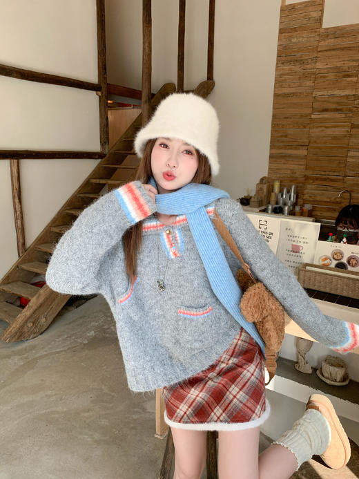 <曾小咸推荐>2.21现货秒杀 ！微信超特价！撞色翻领毛衣 日常219.99 立减130 秒杀89.99！！半裙 秒杀69.99！！ 商品图11