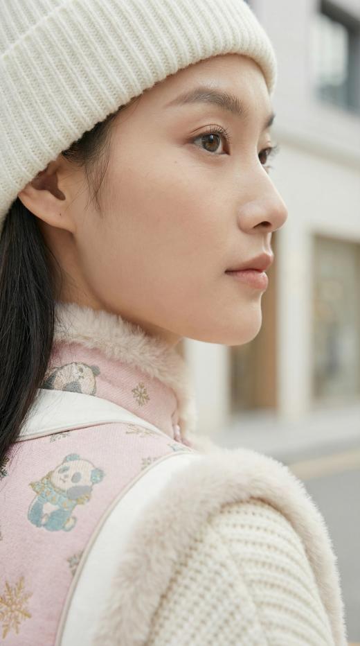 拼边国风夹水貂毛棉马甲 商品图2