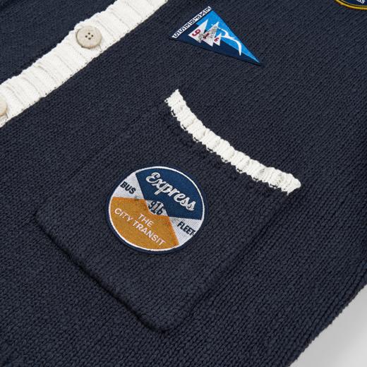 GOODBAI 916 EXPRESS 撞色V领做旧绣标休闲宽松针织开衫 商品图4