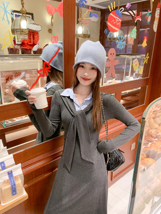 <曾小咸推荐>2.20现货秒杀 ！微信超特价！韩系绑带假两件连衣裙 日常229.99 立减130 秒杀99.99！！ 商品图5