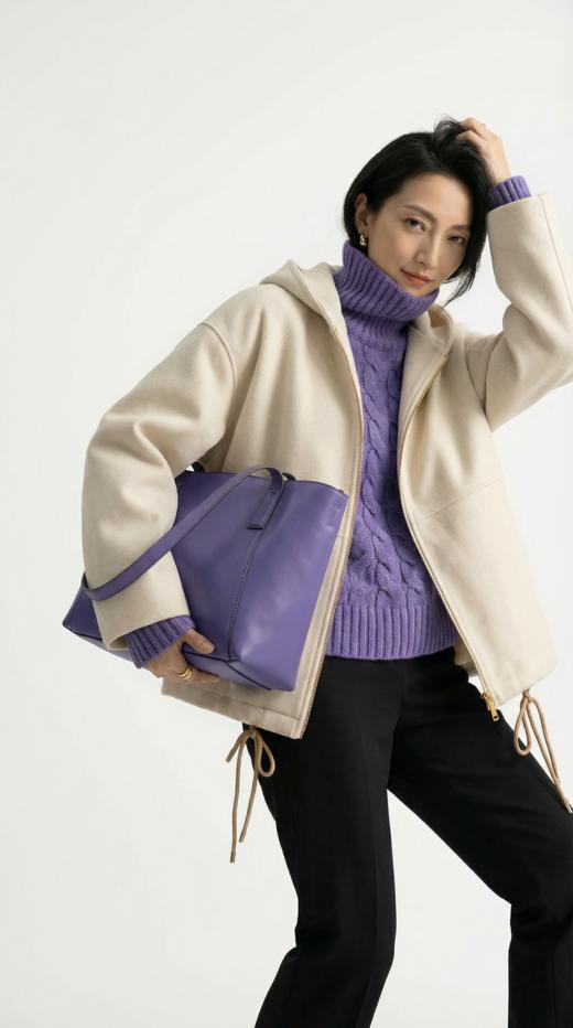 连帽拉链摆收绳中长款外套 商品图8