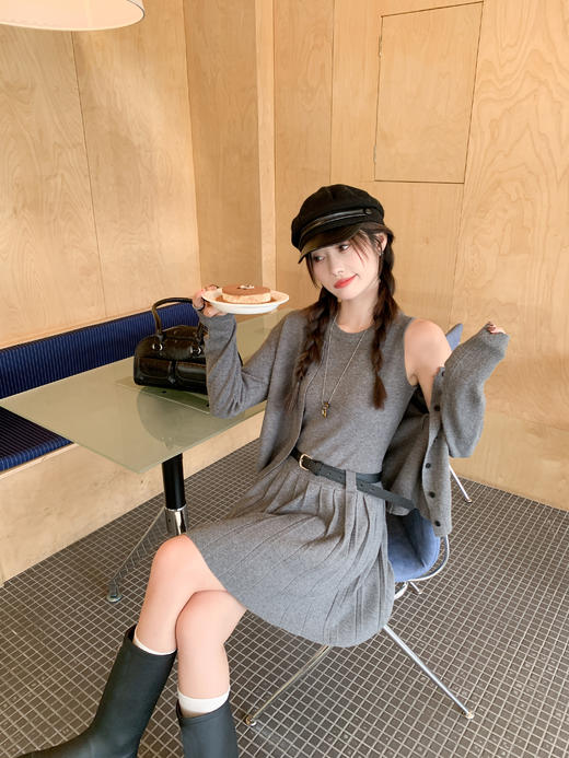 <曾小咸推荐>2.20现货秒杀 ！微信超特价！韩系针织开衫+连衣裙套装 日常218.88 立减118.89 秒杀99.99！！ 商品图6