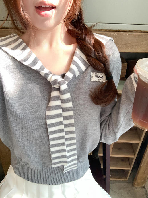 <曾小咸推荐>2.26现货秒杀 ！微信超特价！学院风披肩假两件针织衫 日常219.99 立减130 秒杀89.99！！ 商品图5