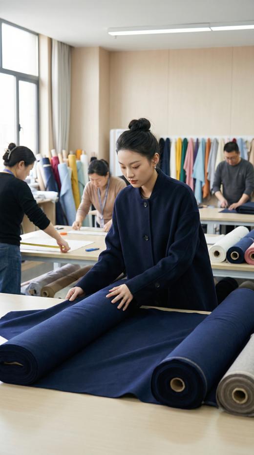 LV领袖口拼接螺纹设计长款双面手工大衣 商品图1