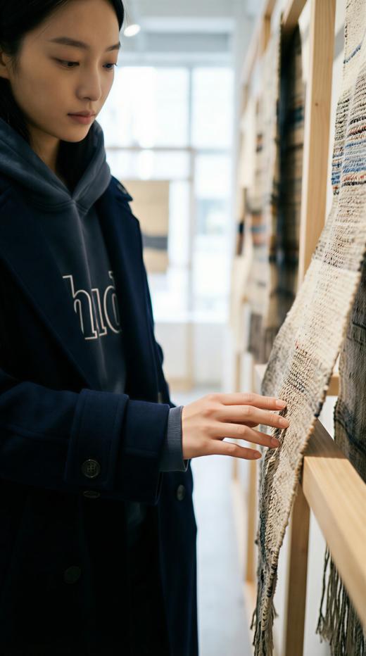 风领角设计双排扣气质长款双面手工大衣 商品图3