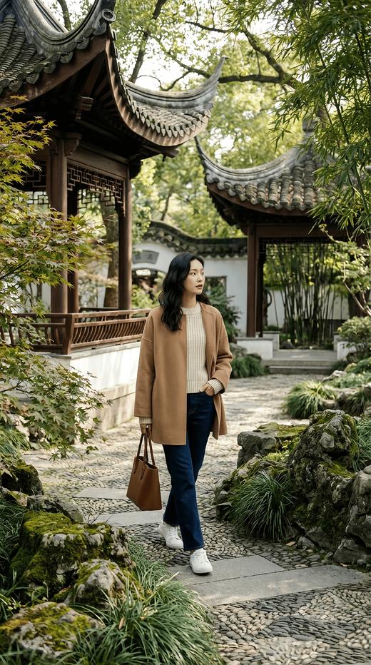 宽袖立裁摆简约双面工艺腰带中长款大衣 商品图2