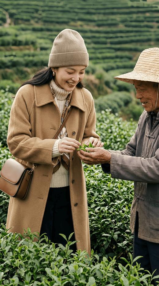 小翻领五粒扣双面手工长款大衣 商品图4