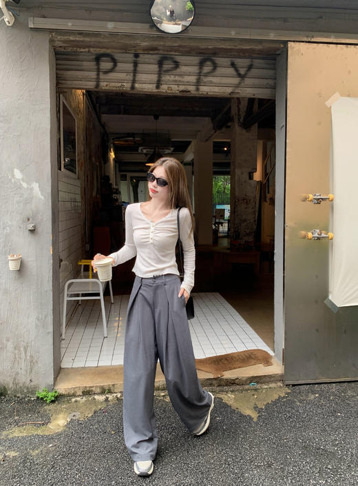 <曾小咸推荐>2.21现货秒杀 ！微信超特价！韩系蕾丝边V领长袖T恤 日常109.99 立减50 秒杀59.99！！西装裤 秒杀89.99！！ 商品图11