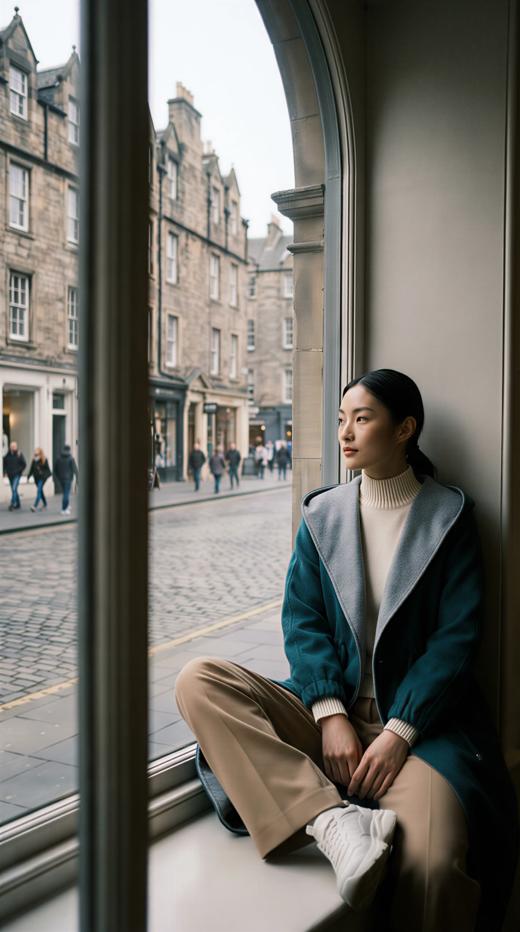 大帽腰抽绳装饰双色双面手工长款大衣 商品图4