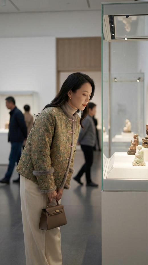 HN 水貂毛夹棉新中式圆领外套 商品图4