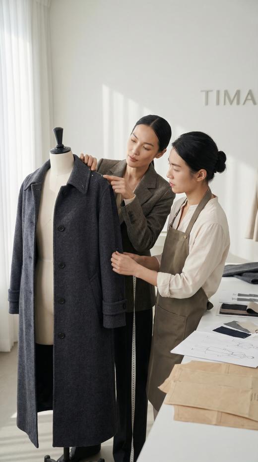 单排扣直插袋无里衬精致工艺长款大衣 商品图8