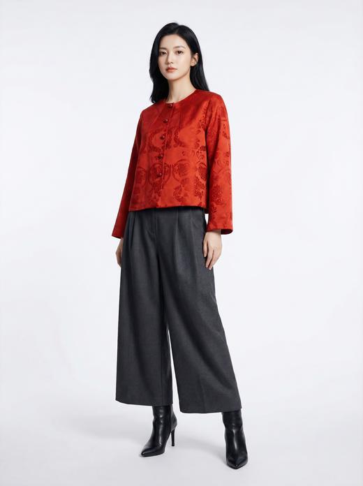 SC1A09_胭脂色_上衣外套_春季_圆领提花盘扣新中式短款_高级女装_BERNIEELEN 伯妮斯茵 商品图0