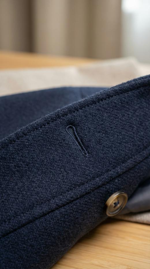 LV领袖口拼接螺纹设计长款双面手工大衣 商品图6