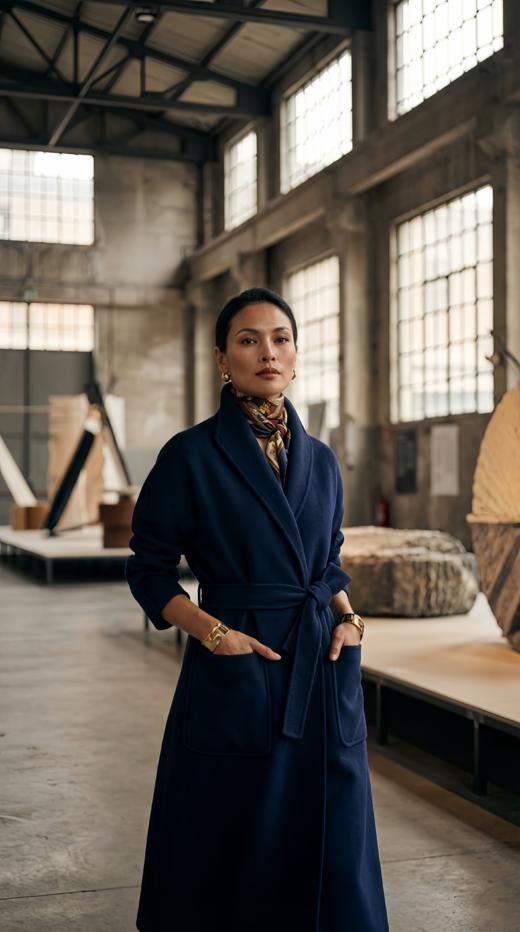 MM立领双袋双面手工羊绒大衣 商品图1