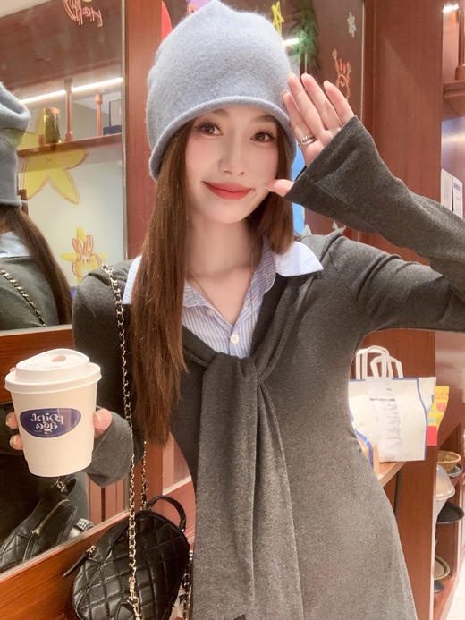 <曾小咸推荐>2.20现货秒杀 ！微信超特价！韩系绑带假两件连衣裙 日常229.99 立减130 秒杀99.99！！ 商品图12