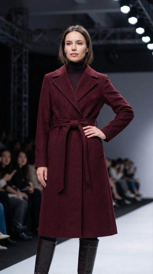 侧开叉翻领两大包双面手工大衣（附腰带） 商品图3