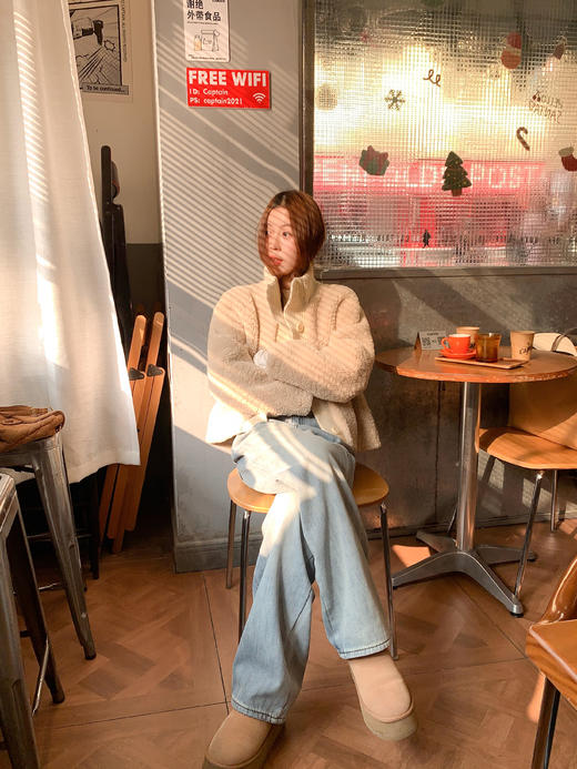 <曾小咸推荐>2.21现货秒杀 ！微信超特价！2色针织立领拼接羊羔毛外套 日常429.99 立减260 秒杀169.99！！ 商品图8