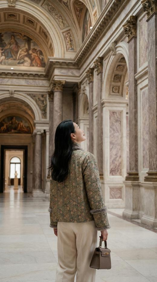 HN 水貂毛夹棉新中式圆领外套 商品图1