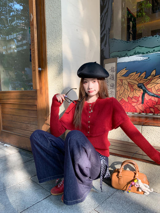 <曾小咸推荐>2.20现货秒杀 ！微信超特价！韩系斗篷披肩针织衫两件套 日常219.99 立减130 秒杀89.99！！ 商品图10