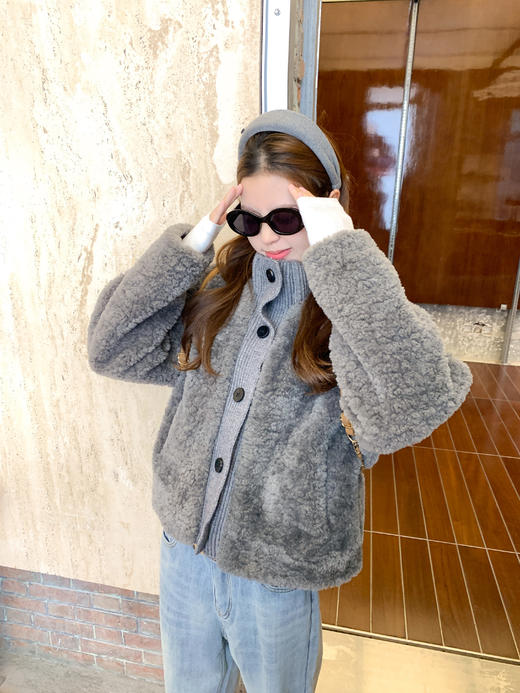 <曾小咸推荐>2.21现货秒杀 ！微信超特价！2色针织立领拼接羊羔毛外套 日常429.99 立减260 秒杀169.99！！ 商品图10