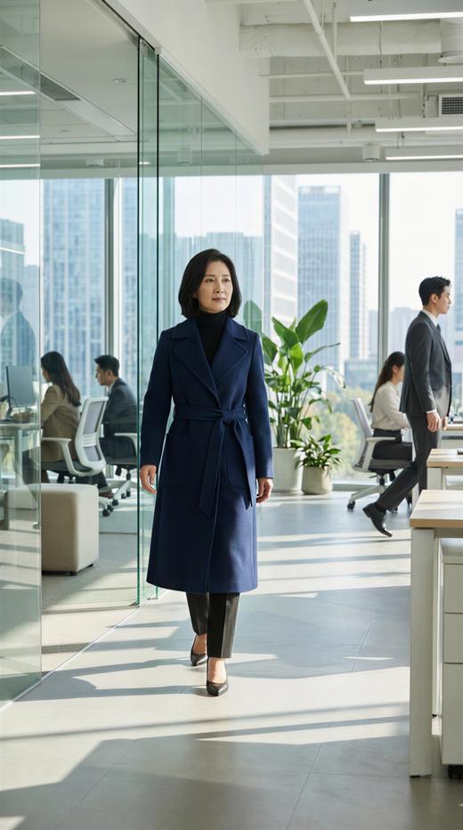 MM立领双袋双面手工羊绒大衣 商品图2