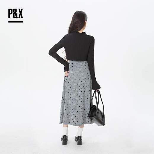 P&X设计师女装2026春季吊带裙优雅风套装长裙 826114113 黑/灰 商品图4