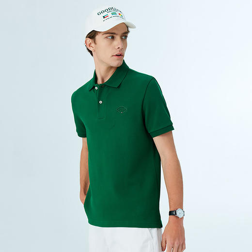 德鲨米白色短袖POLO衫男夏季新款棉质休闲上衣刺绣翻领T恤 商品图2