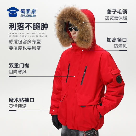 【工装派克羽绒服】户外休闲羽绒服新年外套本命年红色通勤保暖长袖上衣YT601 商品图4