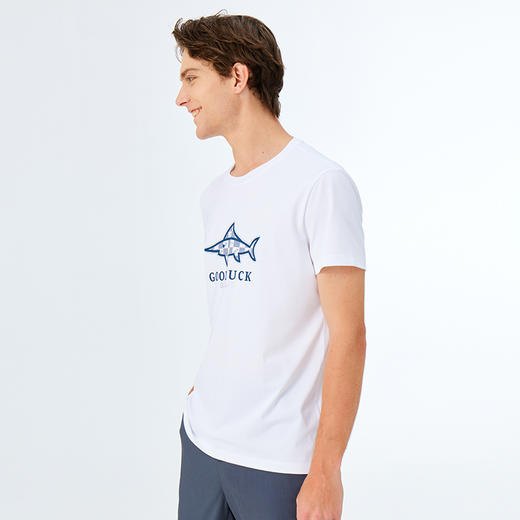 【莫代尔】德鲨2026夏季新品圆领打底衫男烫钻印花短袖T恤 商品图2