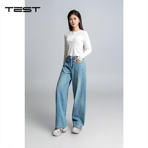 春上新满天星烫钻宽松遮肉显腿长阔腿牛仔裤3261002 商品图1