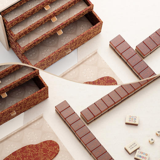 围暖 林曦水墨艺术作品衍生温润亚克力锦盒麻将 山林曦照 商品图2